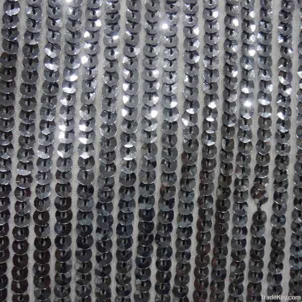 Mesh fabric with spangle/paillette embroidery for garment/dress