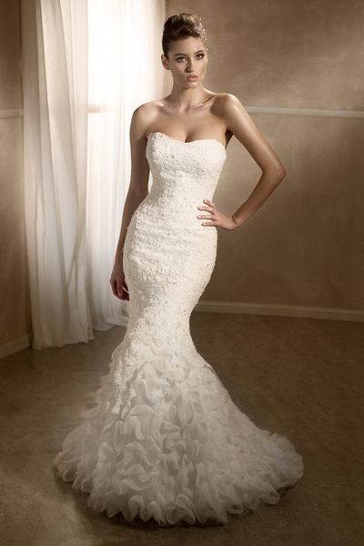 SA4749 Elegant Tulle and Satin Mermaid wedding dress