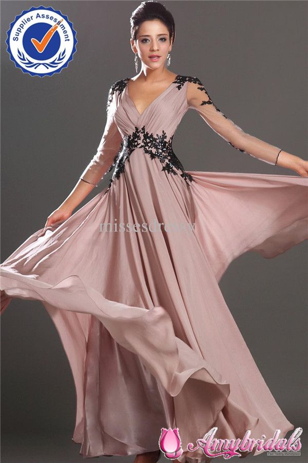 SA4678 Long Sleeve Muslim Evening Dress Crinkle Chiffon Maxi Dress 2013