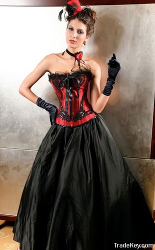 Satin Front Busk Closure Sequins Strapless Applique Corsets