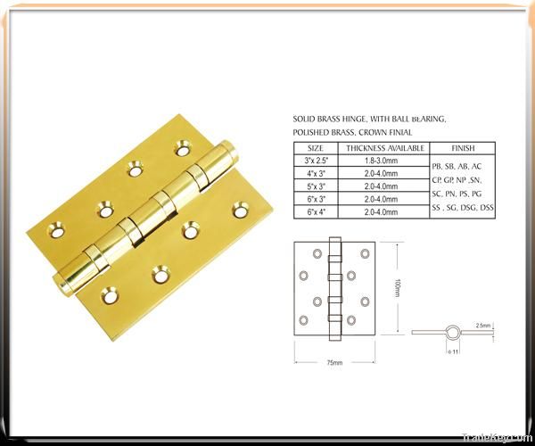 Solid brass door hinge