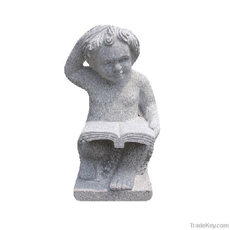 granite stone aged cherub statue