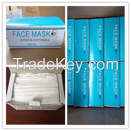 High Filtration Flu Mask 3-Ply Disposable Non woven Surgical Face Mask With Flat Ear Loop