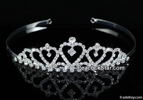 Bridal Wedding Crystal Flower Girl Heart Mini Tiara CT1484