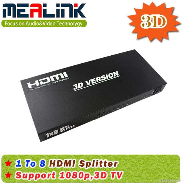 1 to 8 HDMI Splitter, Support 3D TV (YL0108)