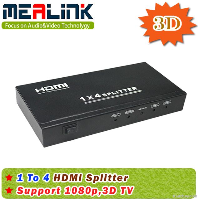 1X4 HDMI Splitter support 3D(with CE, RoHS, FCC Certificate)