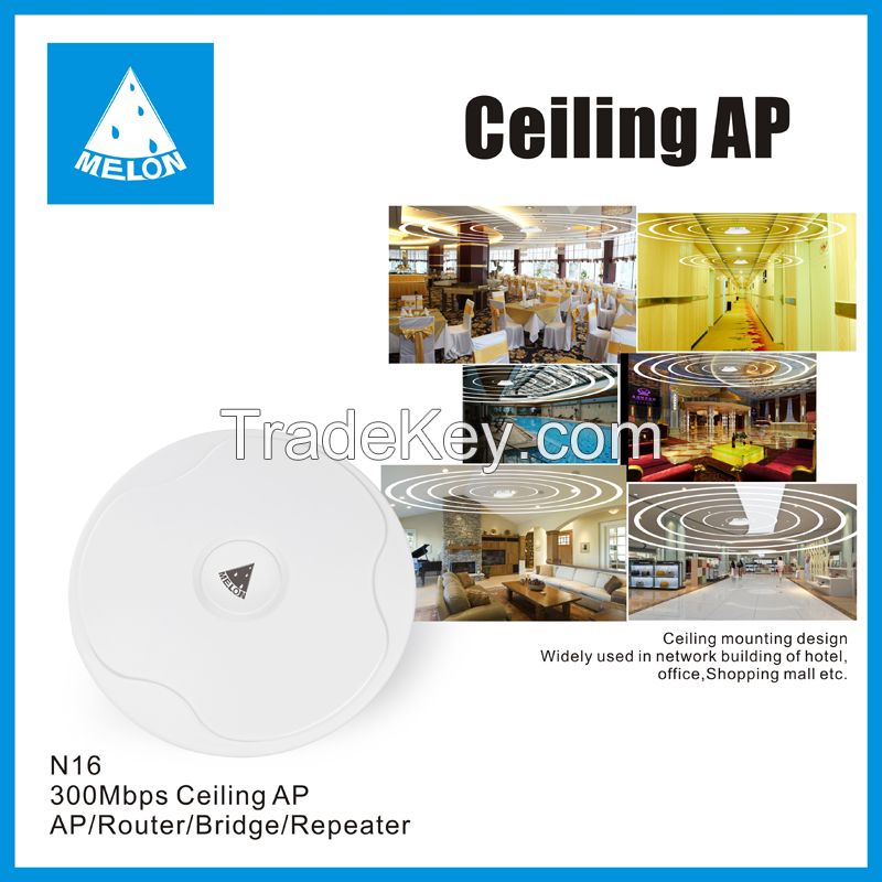 300Mbps Ceiling AP 2.4GHz,long distance wifi repeater support 24v POE adapter