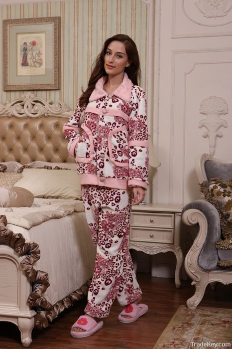 TWO WINGS coral fleece sexy winter pajamas for women