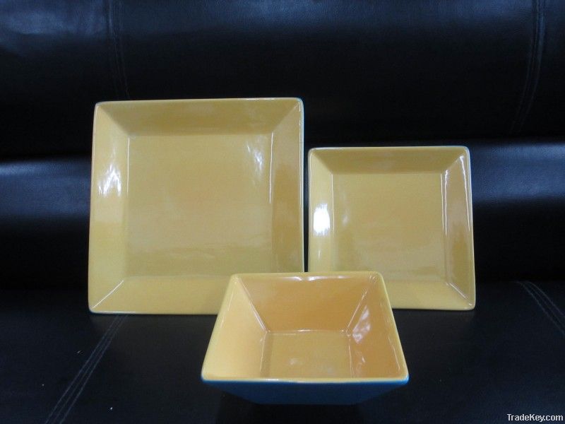 18pcs  stoneware color glazed dinner set