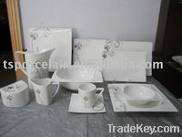 73pcs square fine bone china dinnerware