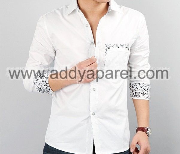 Mens Contrast Collar Dress Shirt