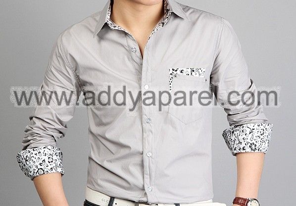 Mens Contrast Collar Dress Shirt