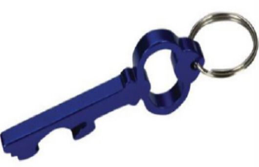 Key shape beer opener with key ring