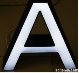 Acrylic luminous letter with black oimage in daytime and white face at