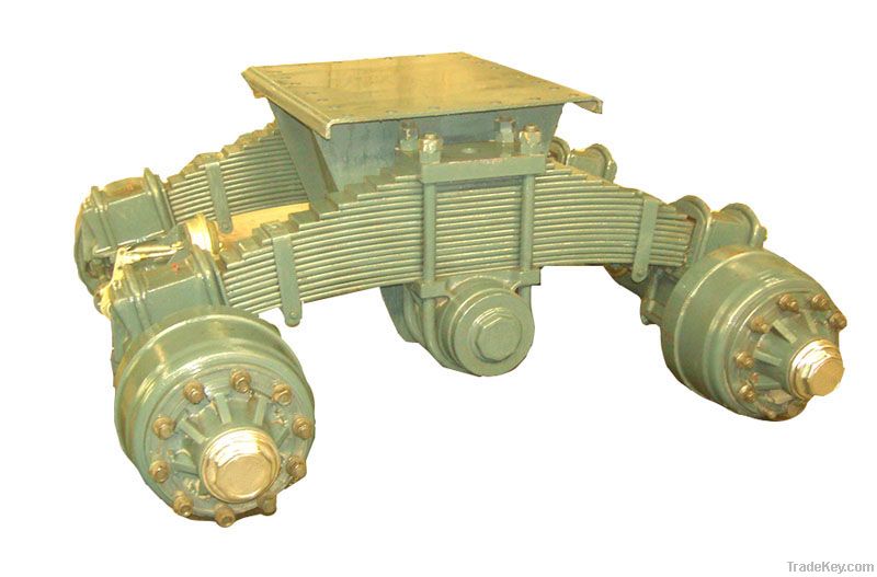 trailer truck bogie suspension with drum axle