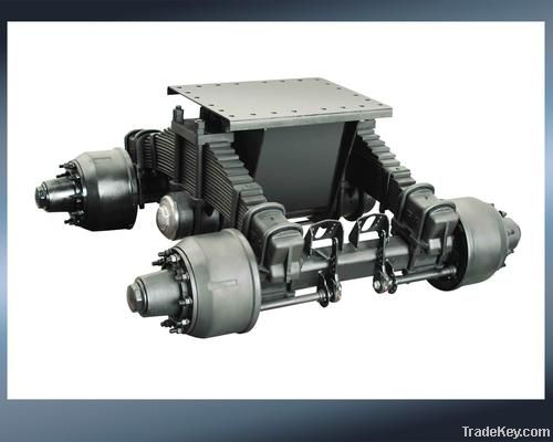 trailer truck bogie suspension with drum axle