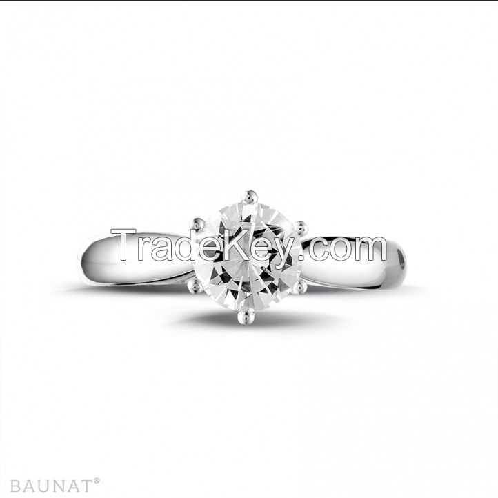 1.00 carat Moissanite diamond ring in 14k white gold solid high quality metal