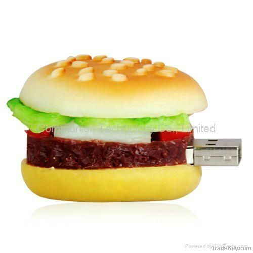 Hamburger USB PVC Food USB flash drive Rubber Food USB pen drive Food