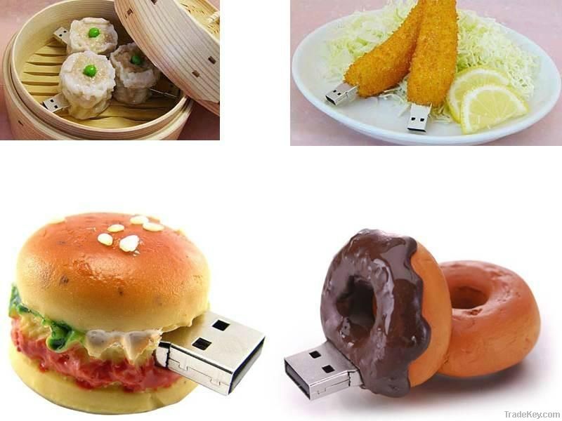 Hamburger USB PVC Food USB flash drive Rubber Food USB pen drive Food