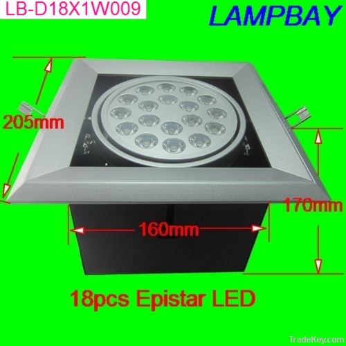 Epistar 18W led light black cover silver edge Grille shoot the light