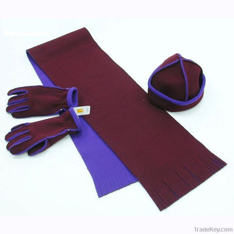 warm polar fleece 3 set scarf