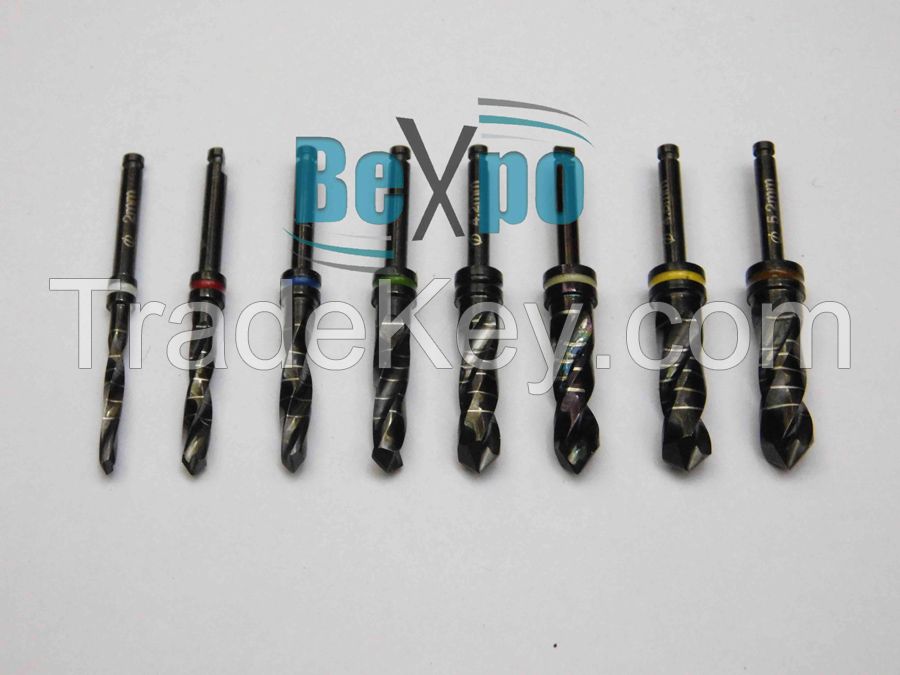 Dental implant drills black titanium coated