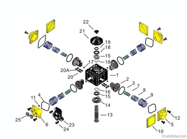 4X4 pneumatic piston actuator