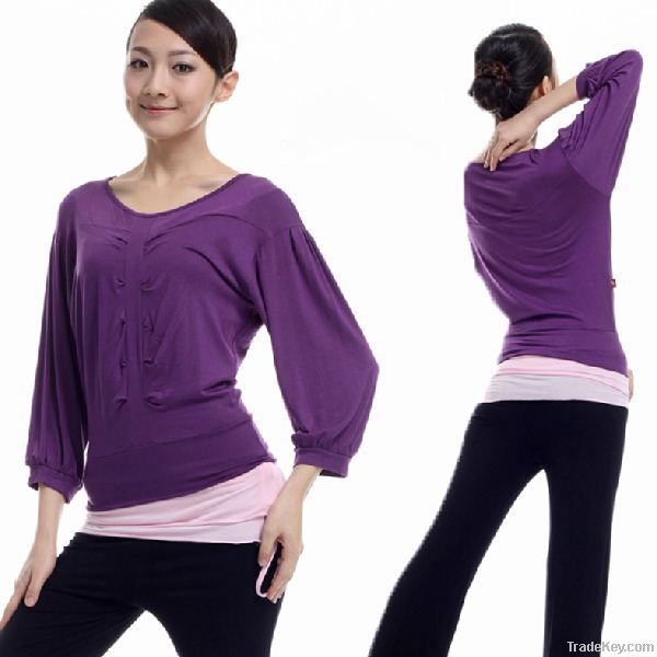 Hot sale dark purple long sleeve Yoga clothes suit