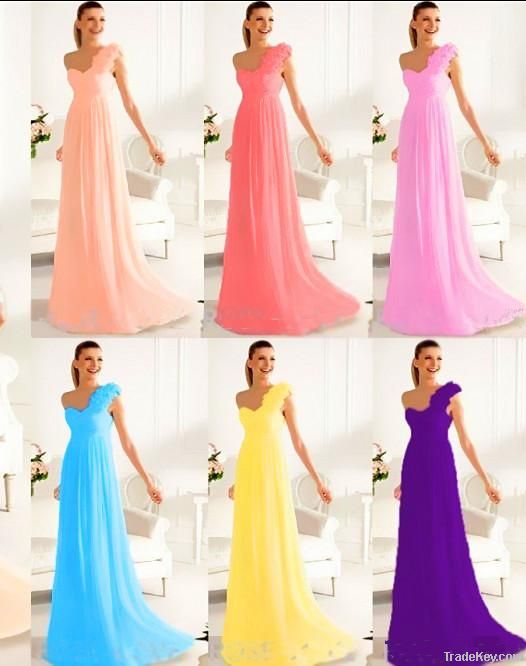 A-line Floor Length One Shoulder Bridesmaid Dresses