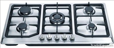 5 burners black glass gas hob