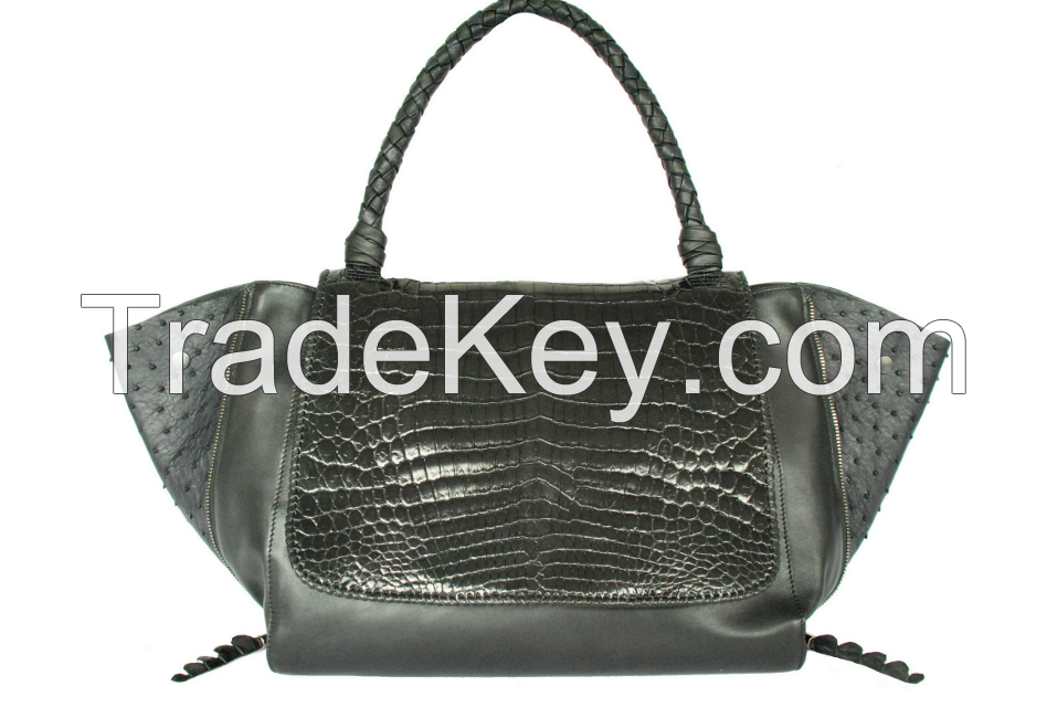 Nile Crocodile Belly & Ostrich Tote