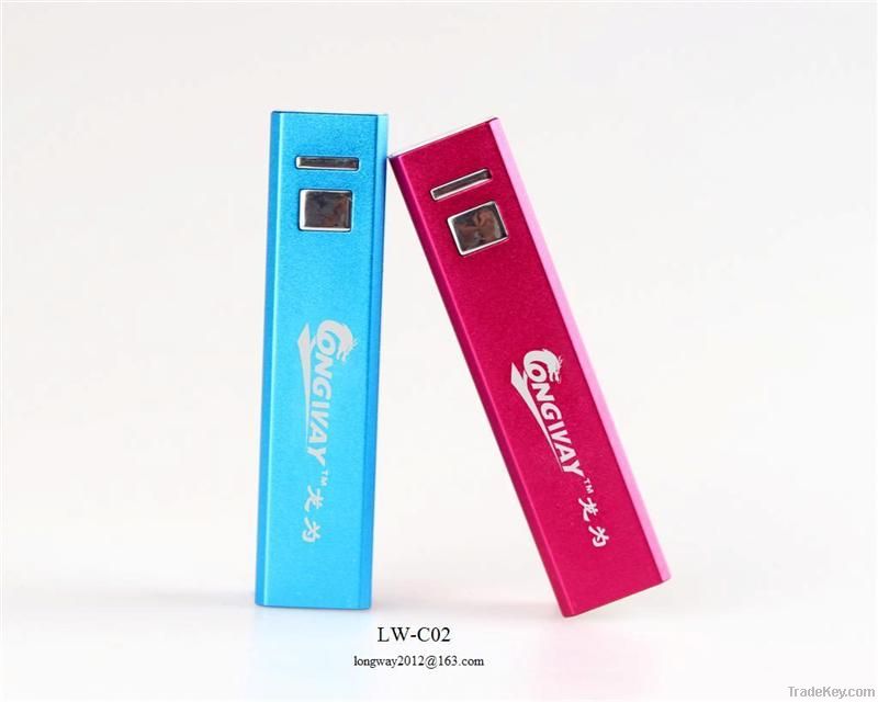 colorful and fashionalbe power bank 2200mah(metal housing): lip gloss