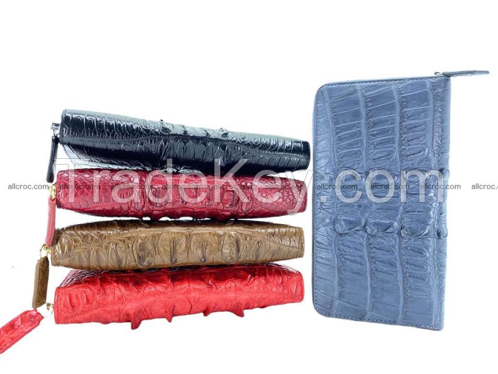 Crocodile skin wallets with zip