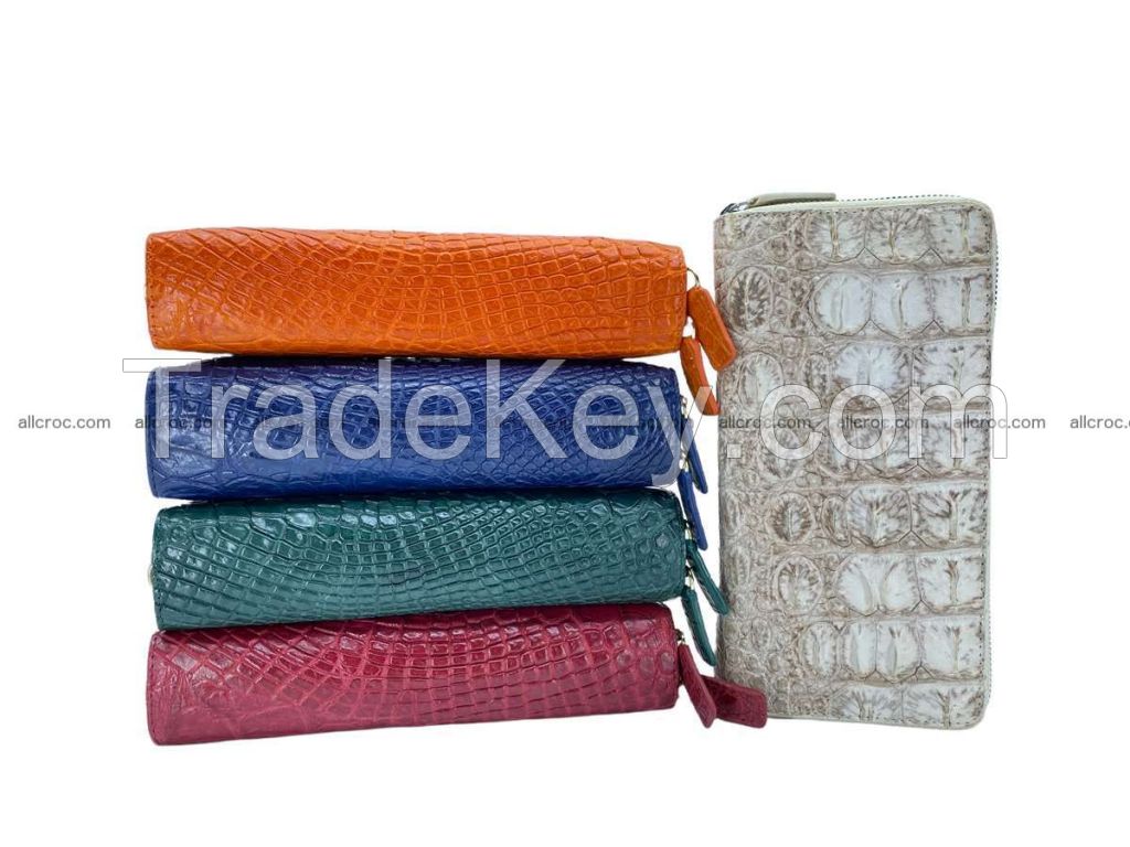 Crocodile skin wallet with 2zip, clutch with 2 zip