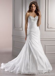 A-line Sweetheart Sweep/Brush train Taffeta Wedding Dress