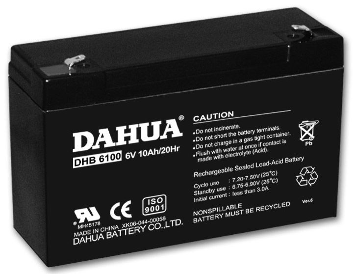 Valve regulated lead acid battery, 6V10AH