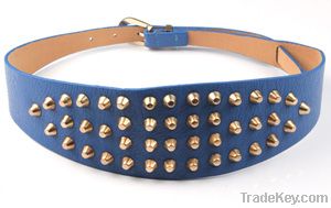 blue waistband wide belt with studs 2012