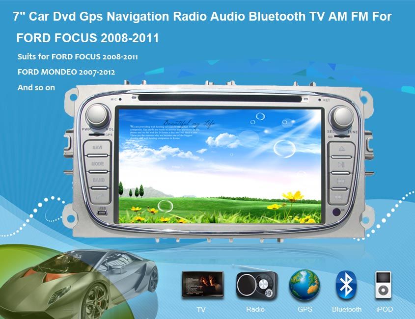 7&quot;Car DVD GPS Navigation Raido Audio Bluetooth  FORFORD FOCUS 2008-2011 FORD MONDEO 2007-2012 FORD S-MAX 2007-2012 FORD CONNECT