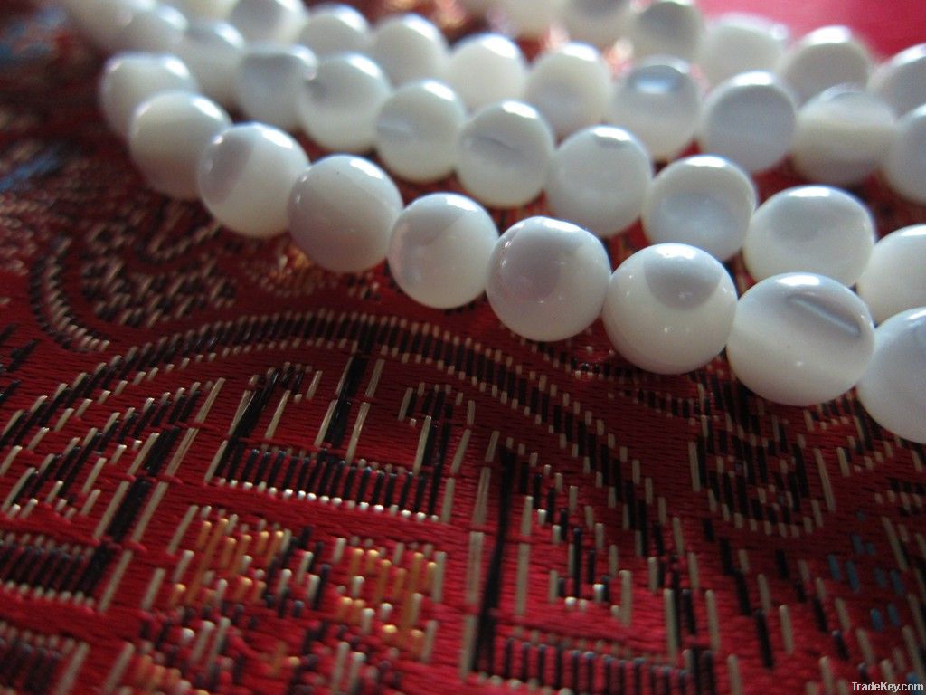 MOP Rosary Round Beads (white)