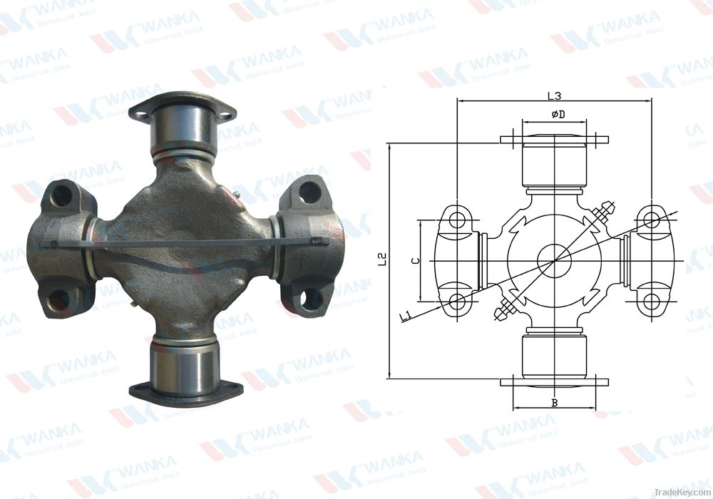 Universal joint with 2 high wing and 2 welded plate type bearings (FIG