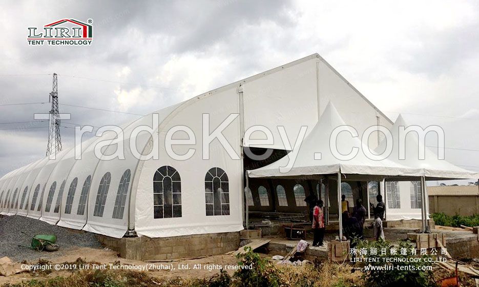 clear span big size 20x50m curve tent for outdoor event, party, wedding, church