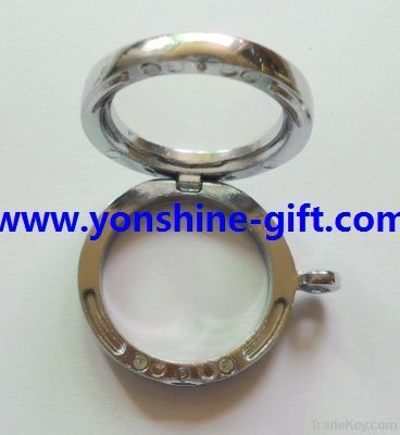 30MM Round Shaped Floating Locket With Or Without Rhinestones