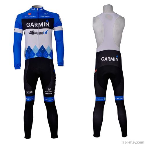 Team long sleeve cycling jersey and bib tights, cycling clothing