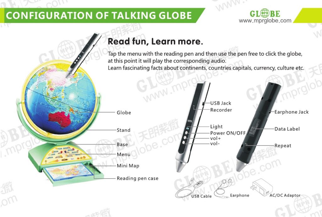 12-inch MPR talking globe|educational toys|Christmas Gifts