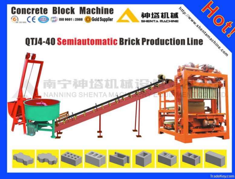 Semi-automatic concrete hollow block making machine