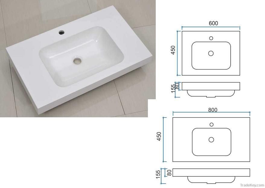 Resin white surface stone basin