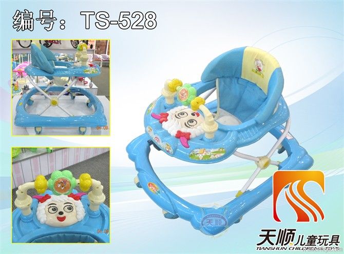 Plastic musical baby walker with handle bar and toys