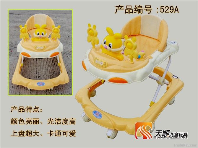 Foldable musical baby walker with toys and handle bar