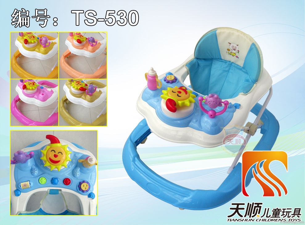 Foldable musical baby walker with toys and handle bar