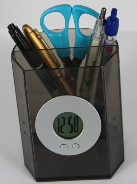 water power clock pen holder